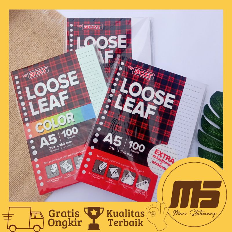 

Loose Leaf A5 Bigboss COLOR LINE PLAIN 100 Lembar | Kertas File Binder A5 Bigboss WARNA GARIS POLOS