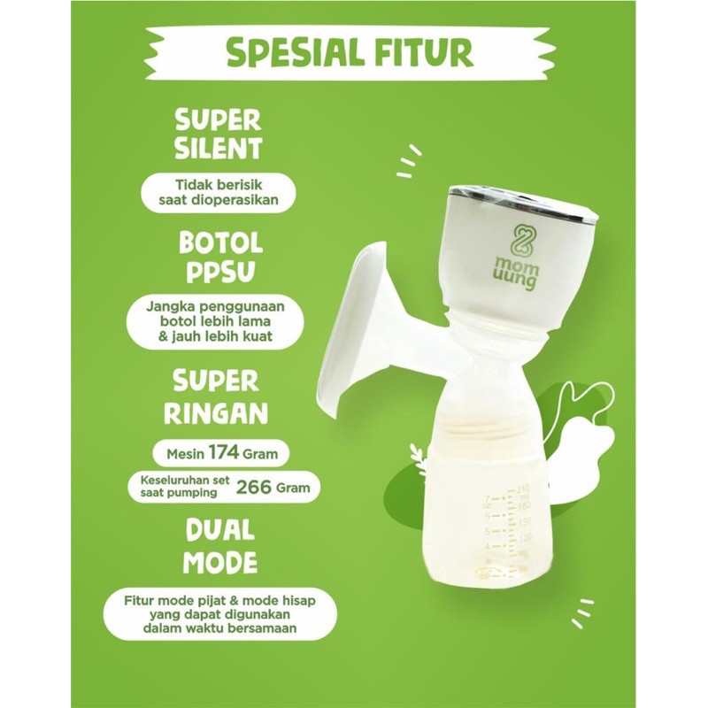 Pompa ASI MOM UUNG Portable Electric Breast Pump MOM UUNG / breast feeding / menyusui pompa asi  MOMUUNG Samarinda Balikpapan Bpp Smd Sangatta Bontang Jakarta Jawa Surabaya