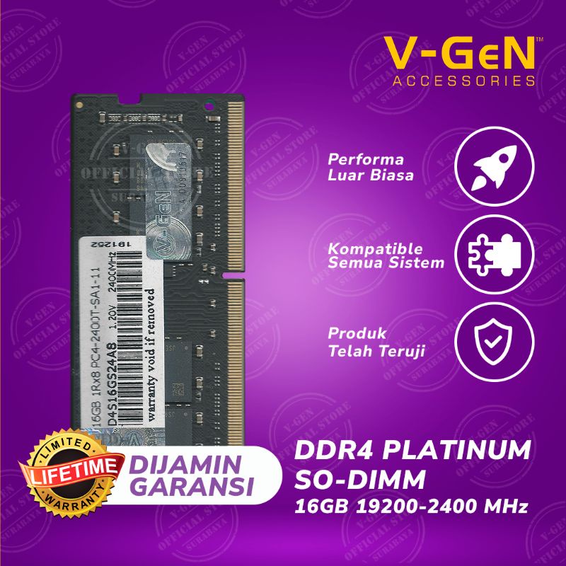 RAM DDR4 SODimm 16GB PC19200/2400Mhz (Memory Laptop VGEN)