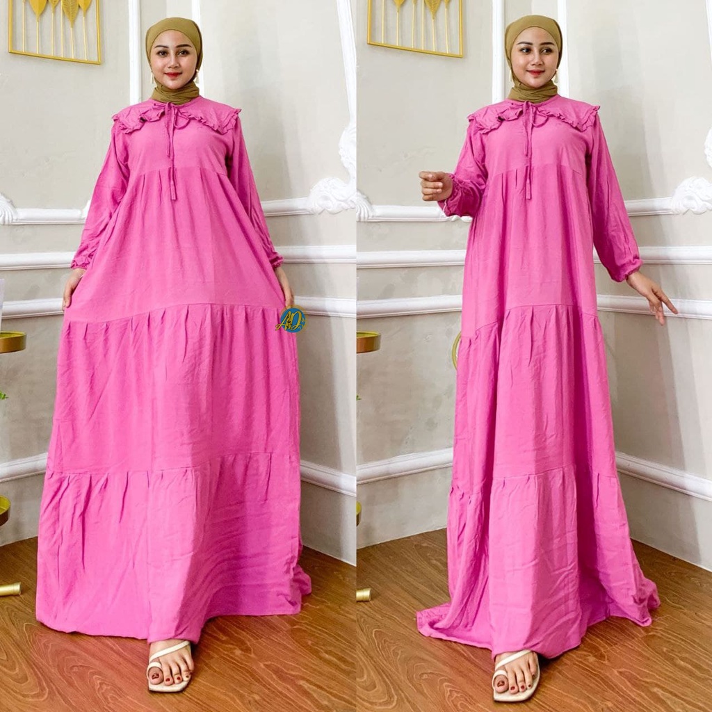 Homey Dress Gamis Susun Basic Polos Terbaru Khumaira Dress Soft Color