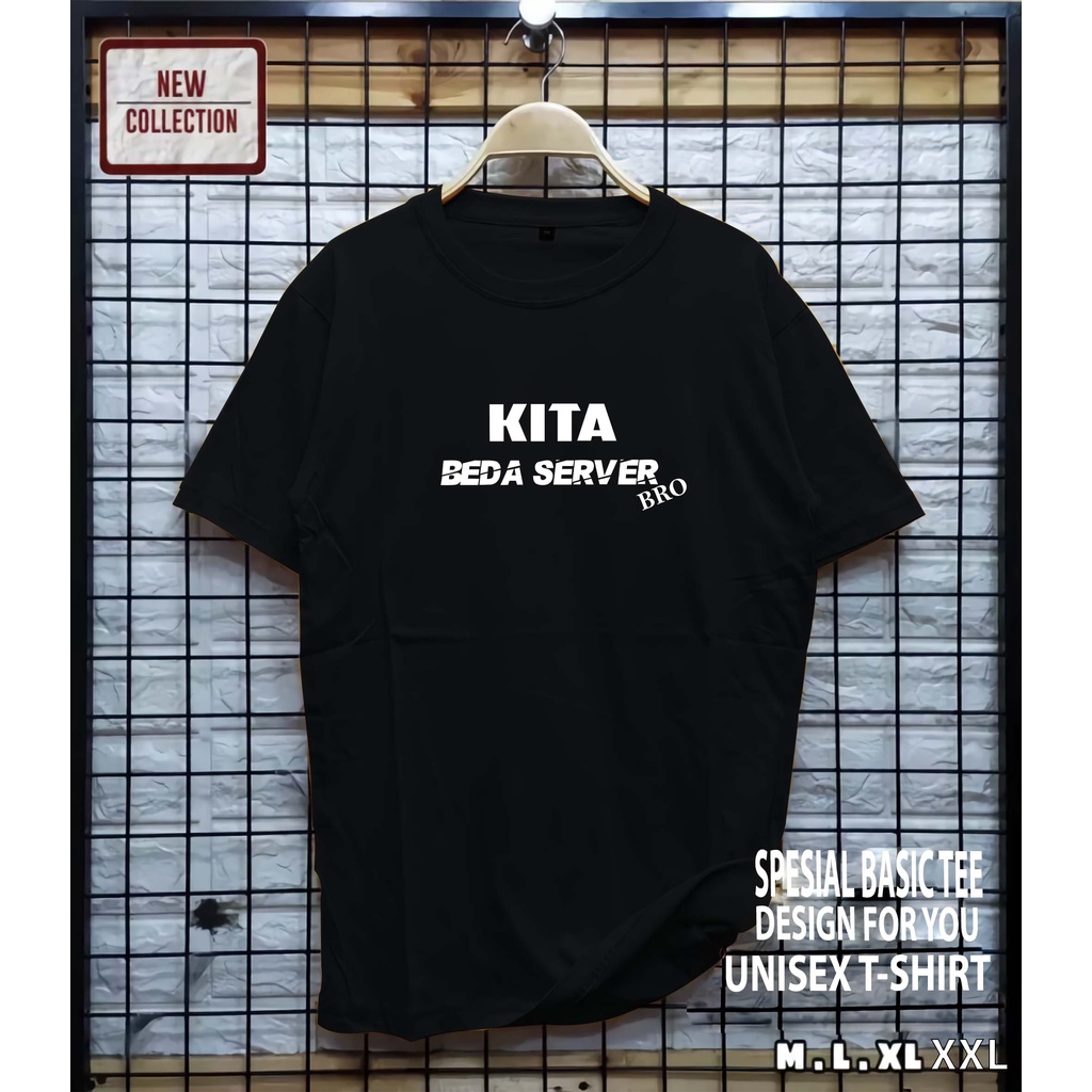 AS / kaos distro motif kita beda server bro / baju pria / kaos pria / baju wanita / kaos wanita / pakaian murah / pakaian pria / atasan / polos