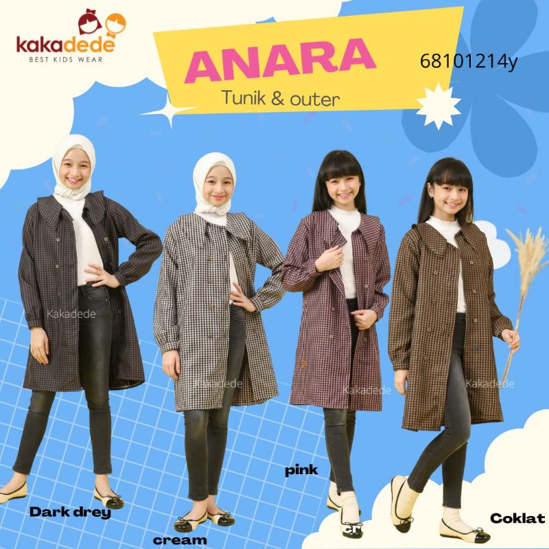 Tunik Anak Remaja Tanggung And Outer Anara Kakadede 6-15 Tahun