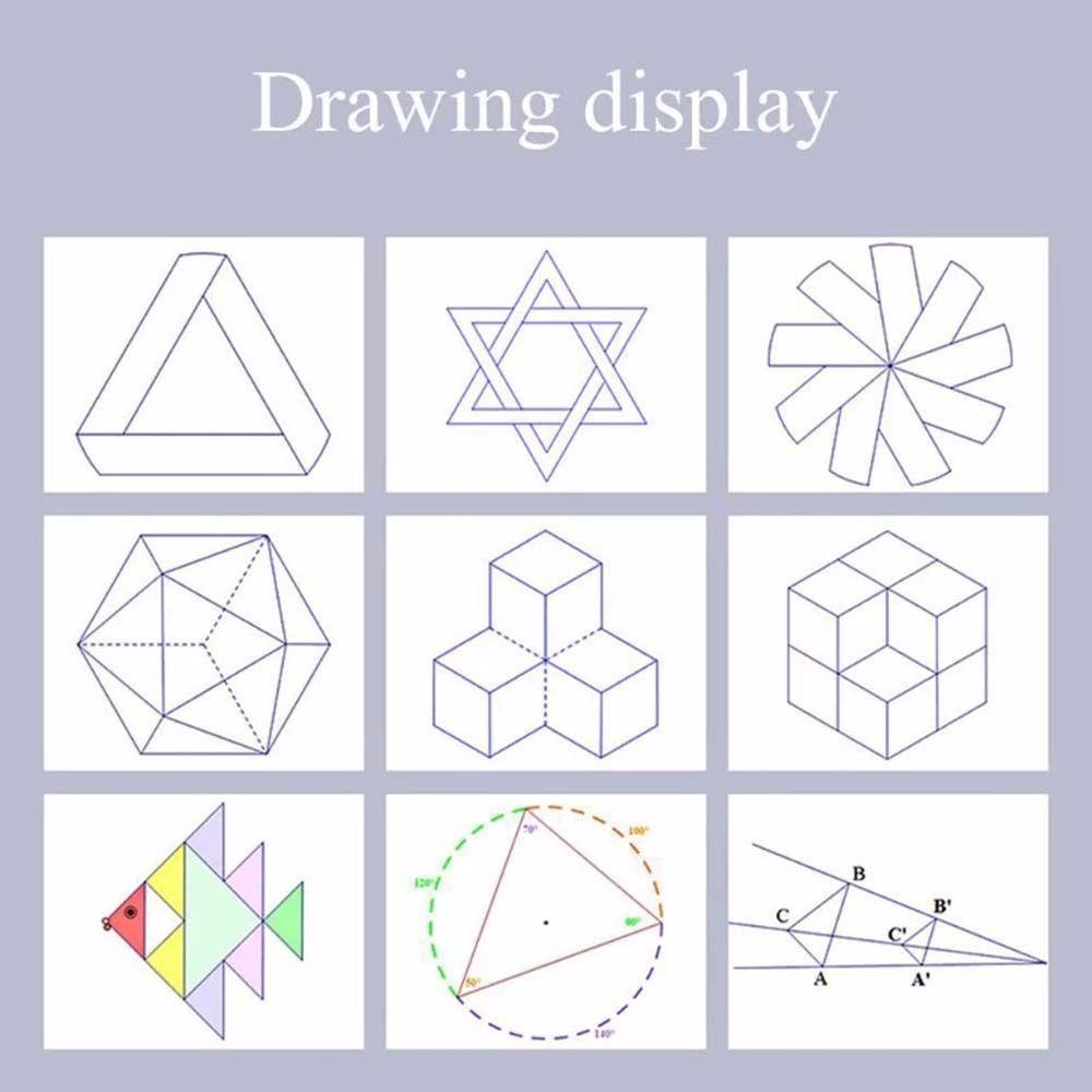 LANFY Children Multifunctional Drawing Ruler Gifts Geometric Drawing Template Springhall Angle Ellipse Students Art Design Ruler Geometric Function School Accessories Arc Shape Circle Maker Drawing Ruler/Multicolor