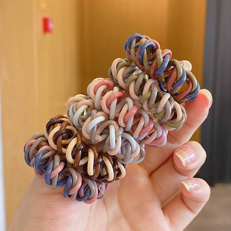 Ikat Rambut Model Kabel Telepon Bahan Karet Gaya Korea Untuk Wanita