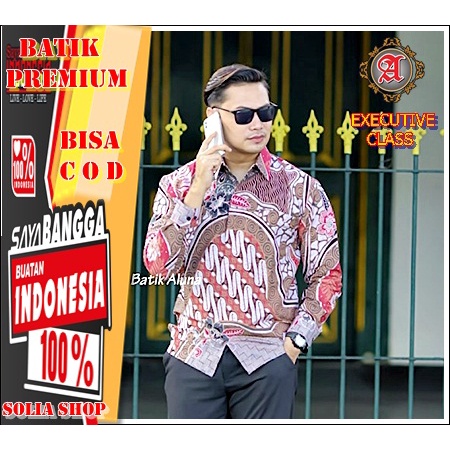 W017 Baju Batik Pria  Kemeja Undangan Pesta Kerja  Lengan Panjang  Premium Original