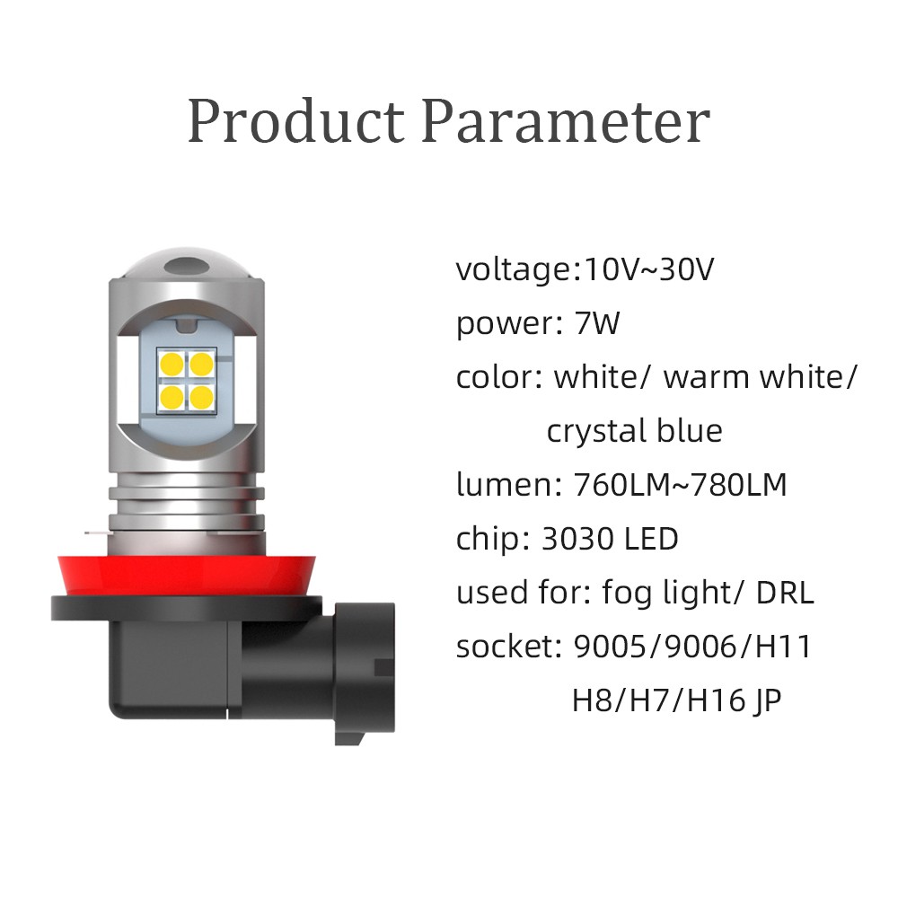 2pcs H11 Bohlam Lampu Kabut LED H8 H9 H16 JP Led3030 6000k Putih/4300k warm white 12V 24V DRL Mobil Siang Menjalankan Lampu Otomatis