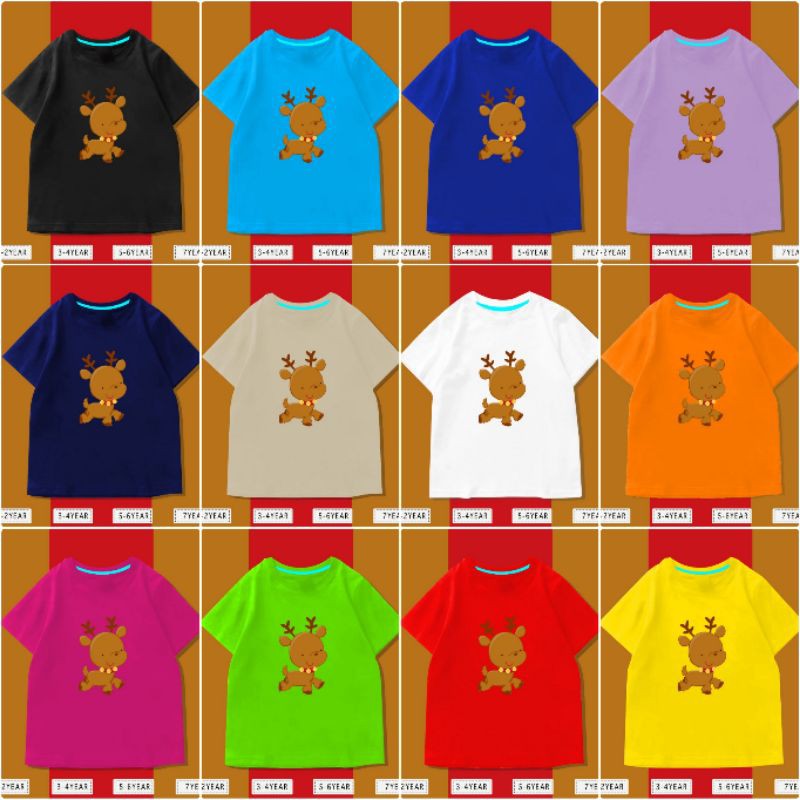 T-SHIRT / KAOS KIDS BABY RUSA CHRISTMAS COTTON 24S ANTI BAKTERIAL