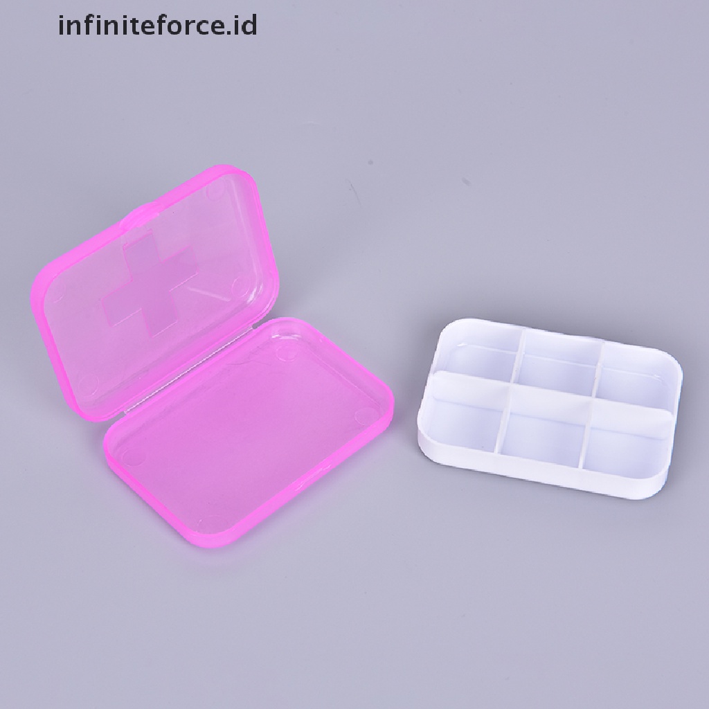 (Infiniteforce.Id) Kotak Penyimpanan Obat / Pil 6 Slot Portable Untuk Travel