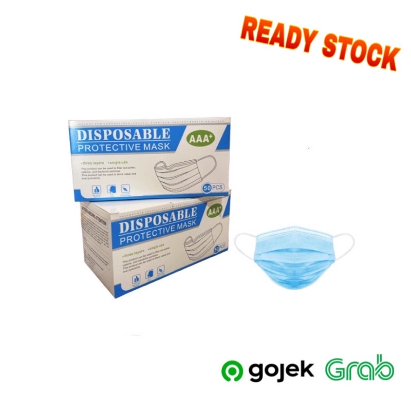 Masker wajah DISPOSABLE PROTECTIVE MASK AAA+ 3Ply isi 50pcs