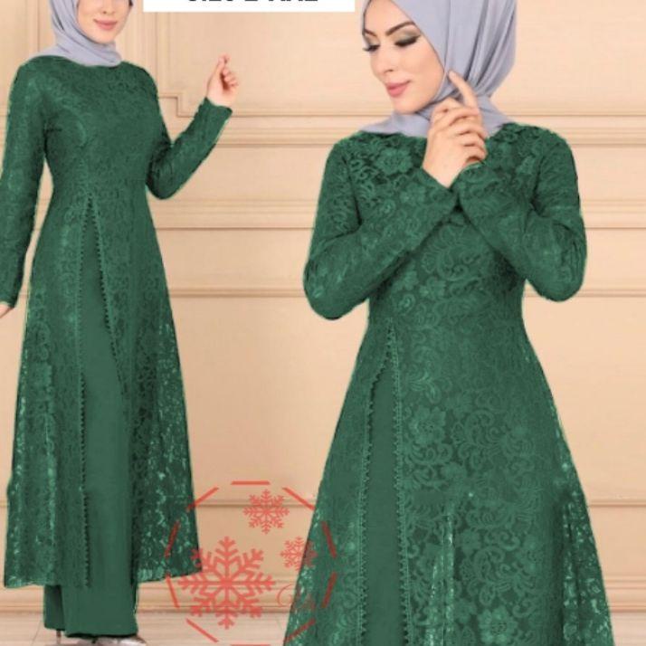 Baru - SET CELANA TUNIK SAMOA, BRUKAT, GAMIS HIJAB MUSLIM, DRESS MAXY, SETELAN, 4 UKURAN ,.