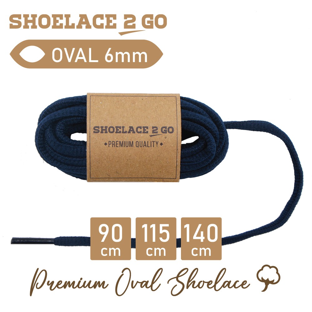 SHOELACE 2 GO PREMIUM TALI SEPATU LONJONG OVAL - SO6 - J2 - NAVY - 6MM