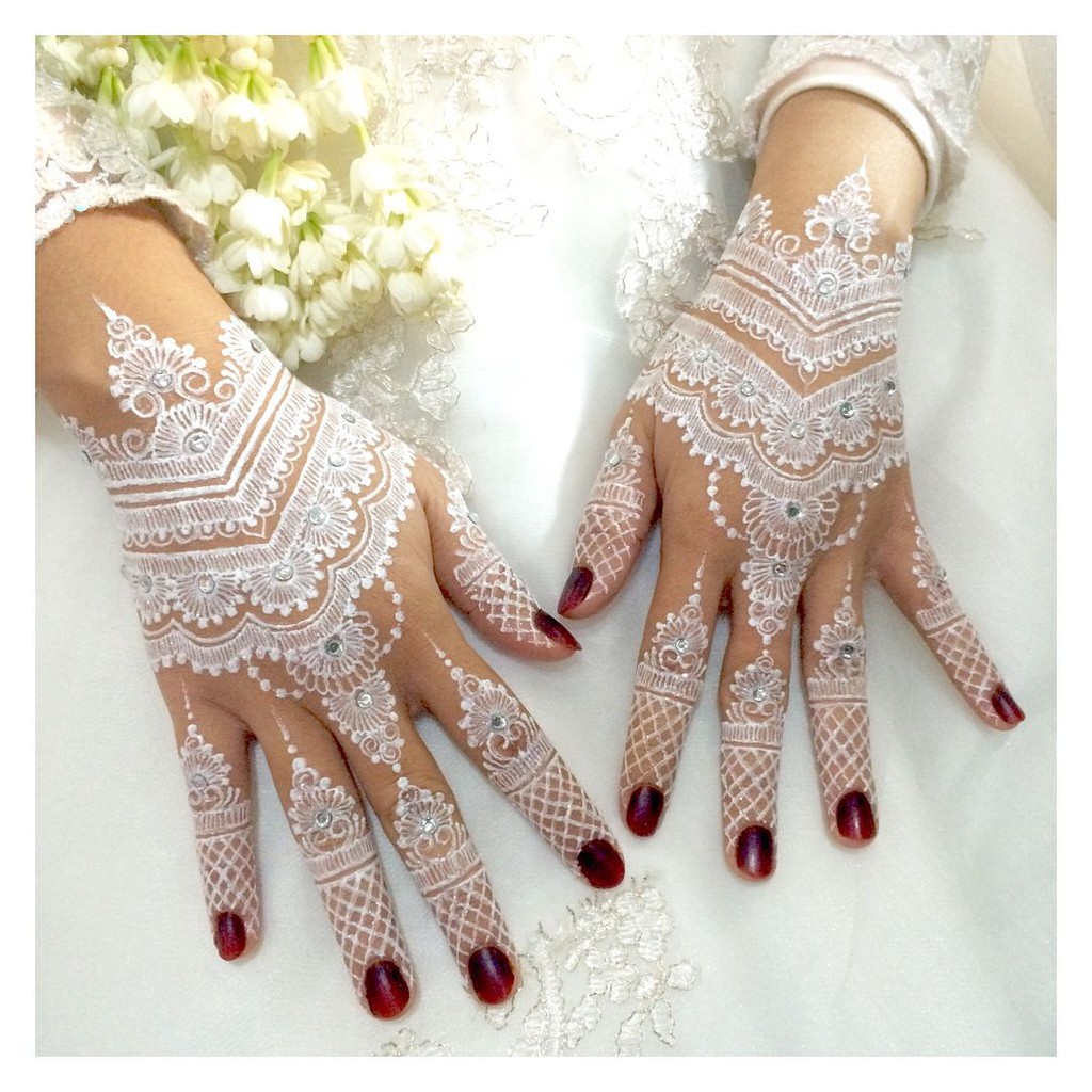 Paket Henna Putih + Cetakan Sticker Hena Golecha White Pengantin Ecer Original