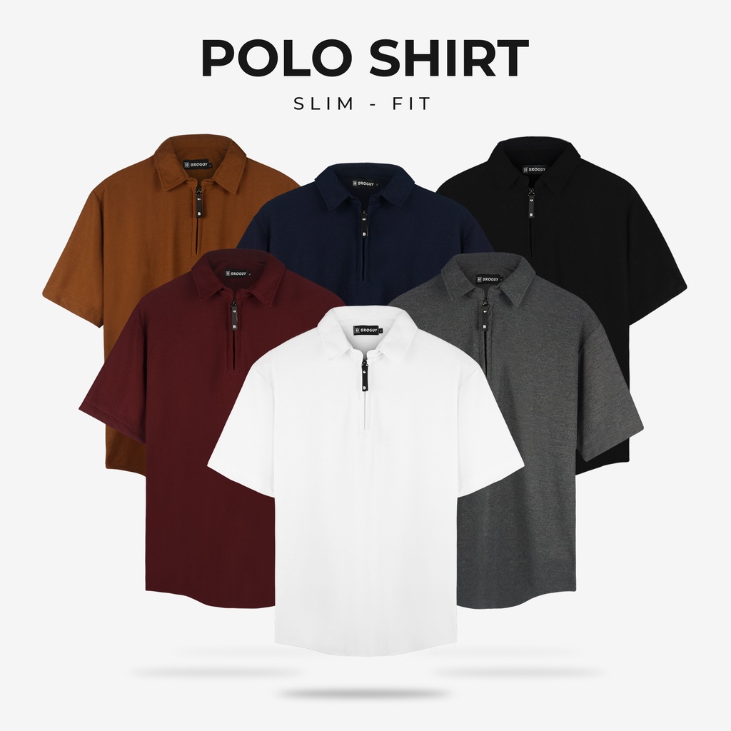 Kaos Kerah Polo Shirt Pria Polos Lengan Pendek Original Broguy