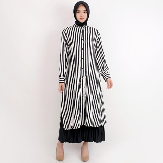 Baju Tunik Wanita Lengan Panjang / Tunik Motif Salur 800