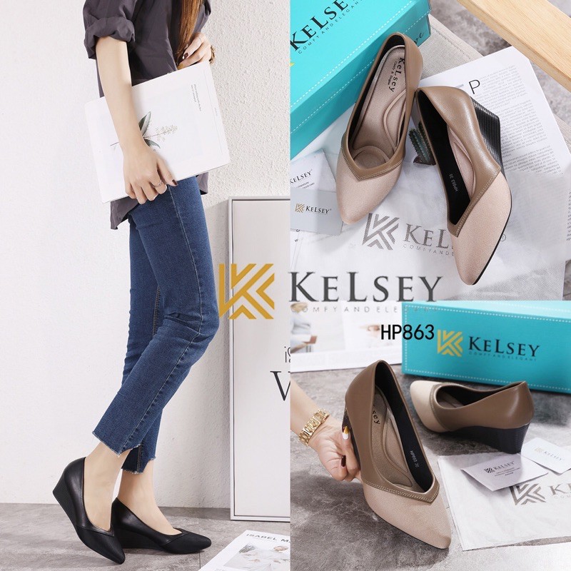 (Gratis kaos kaki) Kelsey Sepatu Heels Wanita HP863 Sepatu Heels Import