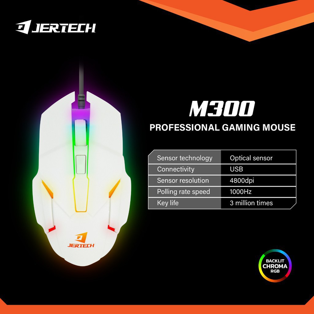 Mouse Wired Gaming Jertech M300 RGB High Speed Robot Desain Rocket Strong Material New