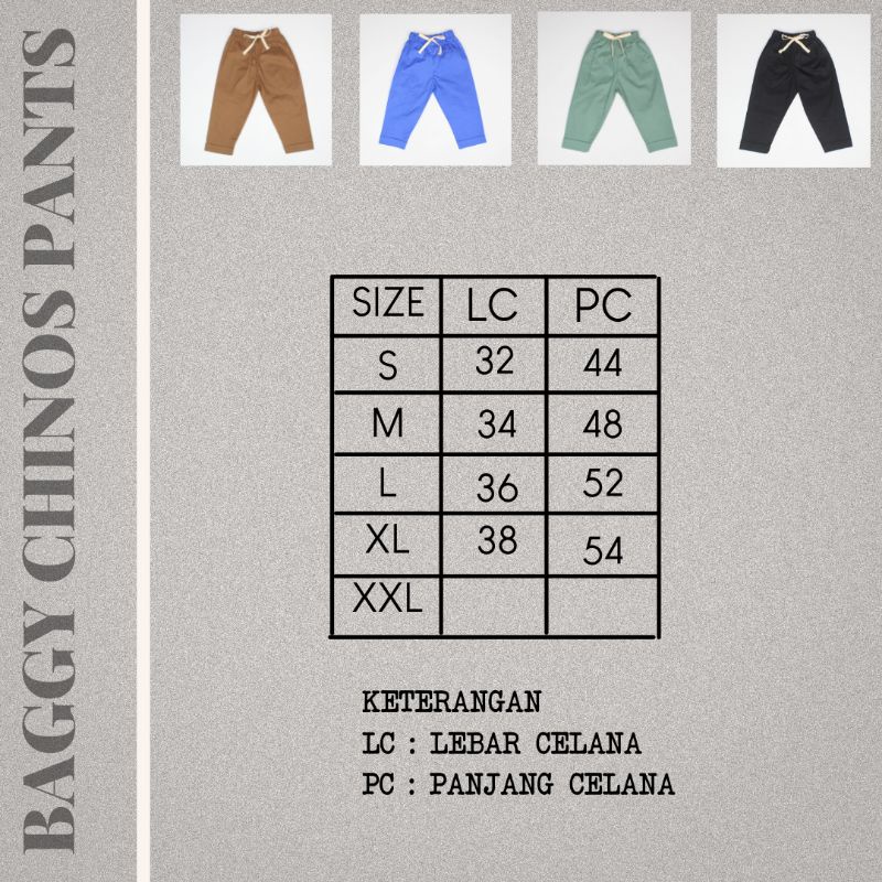 BAGGY CHINOS PANTS - Promo 10.10 Celana kain nyaman Anak Cewek Cowok Street Pants Street Laki Perempuan Lucu Murah 1-4 Tahun