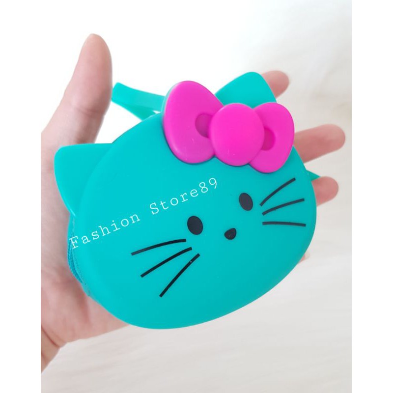 ready dompet koin kitty dompet silicon kitty tas kecil tempat koin receh dompet bahan silicon