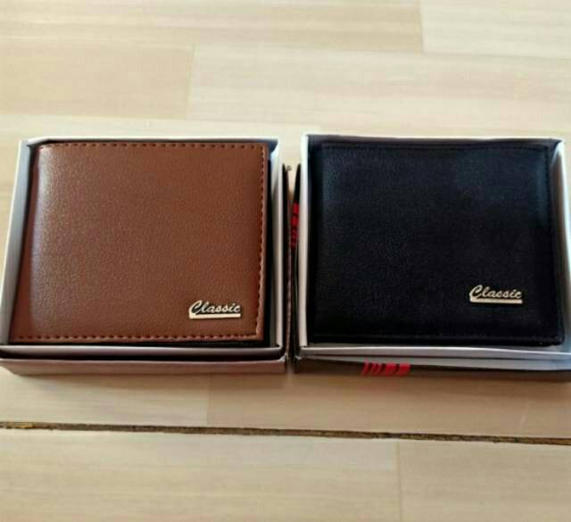 Dompet pria dompet lipat dua dompet kulit imitasi + Box