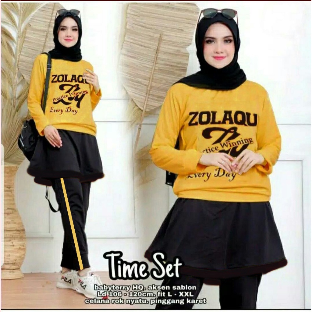 SET BIKER ZLQ TIME / SET JUMBO TIME GOWES ZLQ PREMIUM BABYTERRY SABLON BLOUSE LENGAN PANJANG