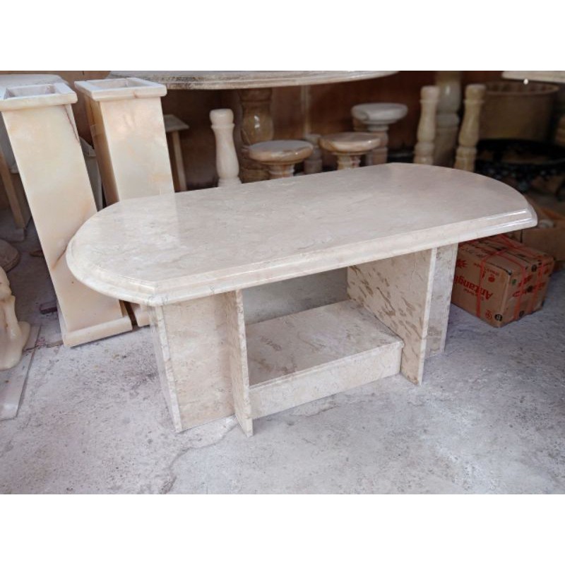 Meja Tamu Marmer Oval 120x60