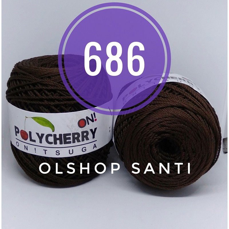 Benang Rajut POLYCHERRY Onitsuga warna COKLAT TUA (686)