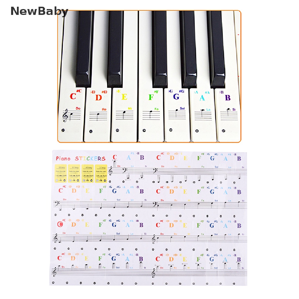 88 / 61 / 54 / 49 / 37 Kunci Stiker Transparan Untuk Keyboard / Piano Bayi