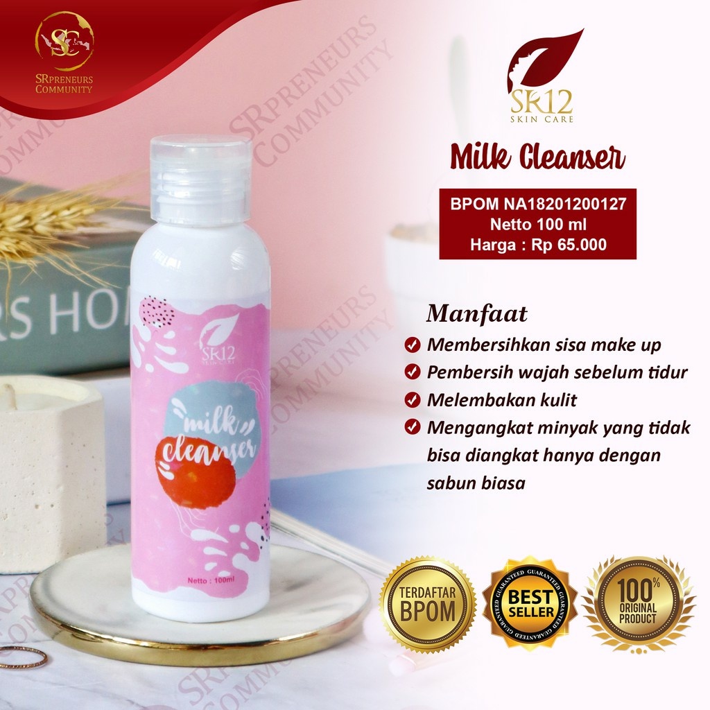 MILK CLEANSER SR12 / SUSU PEMBERSIH WAJAH ALAMI BPOM / MEMBERSIHKAN SEL KULIT WAJAH