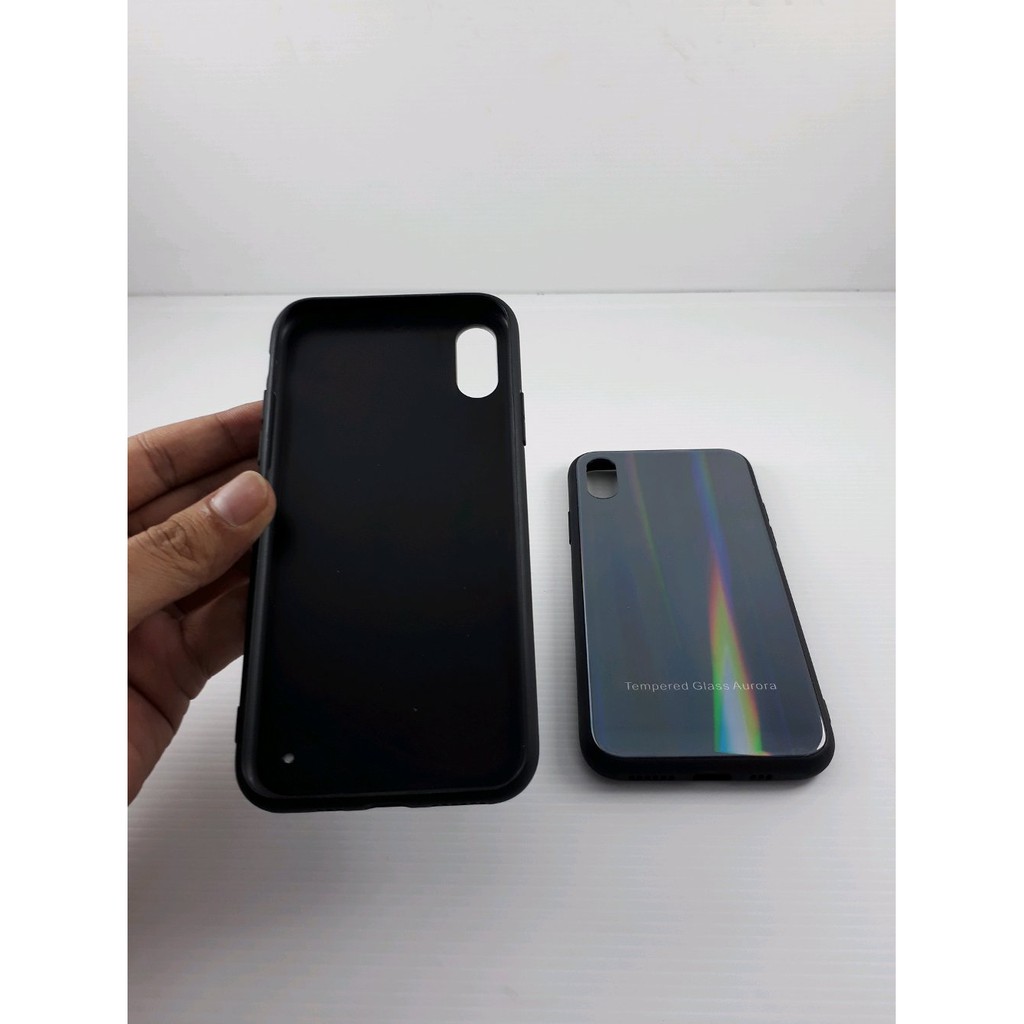 Back Case Tempered Glass Aurora For Iphone X Atau Iphone XS