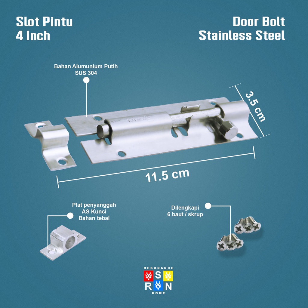 Grendel Slot Pintu / Jendela 4 Inch / 10cm Resonance Home