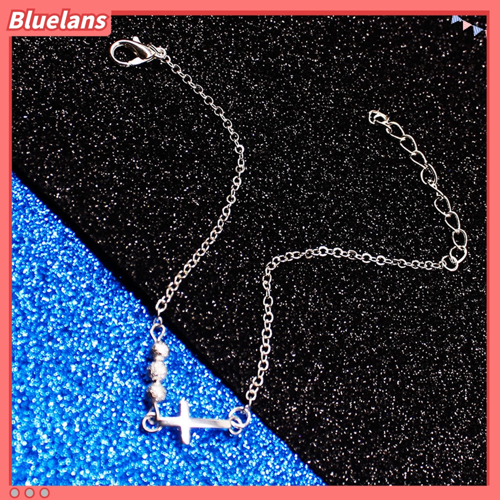 Bluelans Fashion Women Beaded Cross Charm Bracelet Chain Hand Jewelry Birthday Gifts