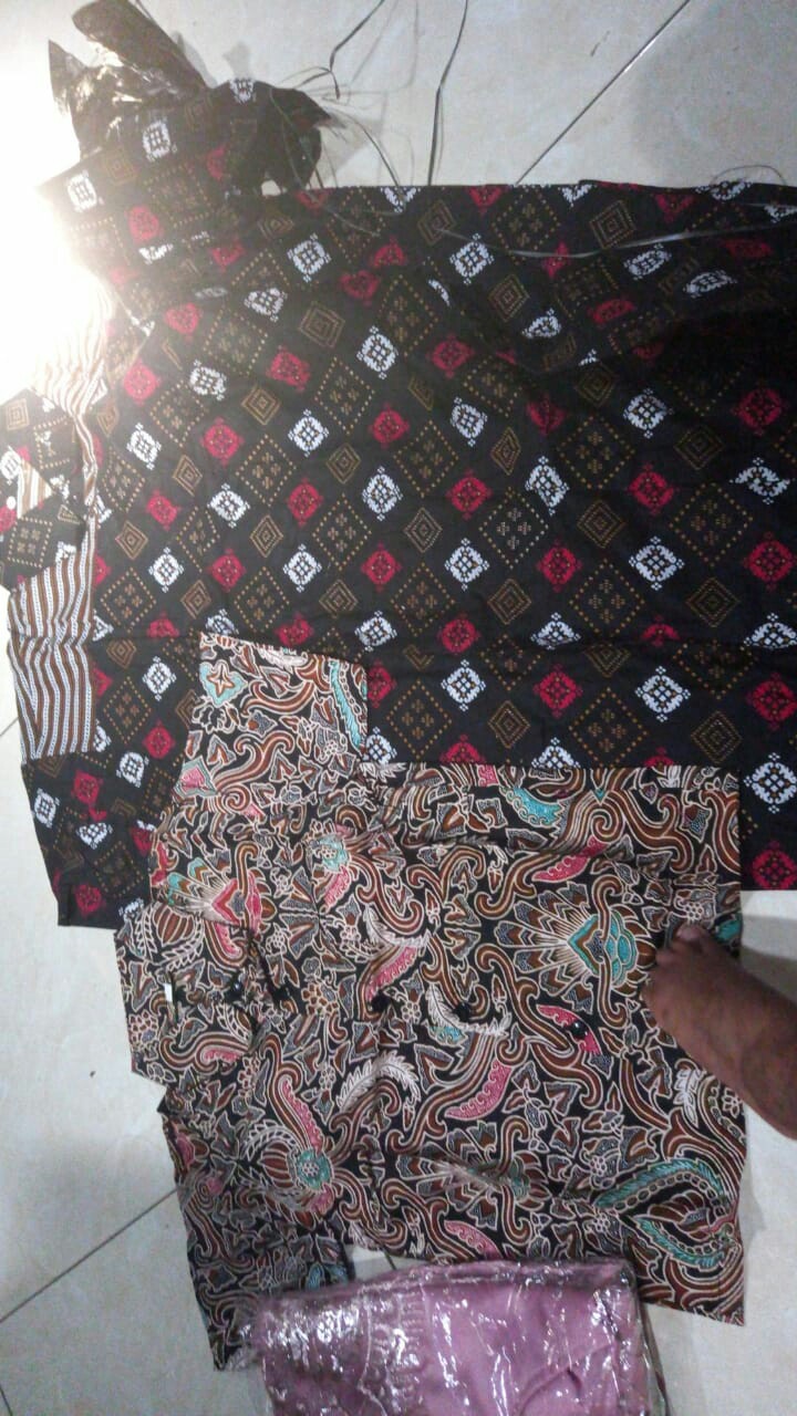 Kemeja Batik Pria Lengan Pendek Size M L Xl Xxl  Bswart Batik Hrb026 Kenongo Hem Panjang Padi