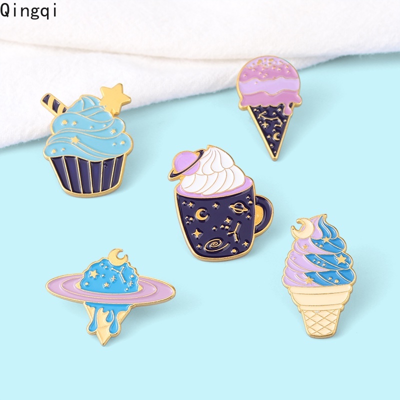 Bros Pin Enamel Bentuk Planet / Es Krim / Dessert Untuk Aksesoris Tas / Pakaian Anak