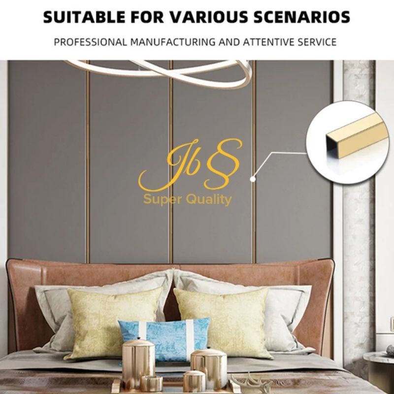LIST U 12X12X12X3.050MM T. 0.8MM MIRROR GOLD STAINLESS SUS 201