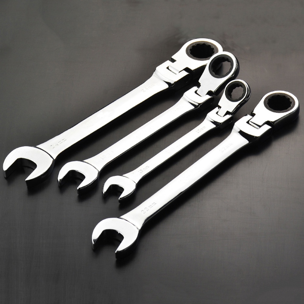 gs8 oloey kunci pas dual head combination ratchet wrench flexible head 10mm - cl6-24 - silver Pro