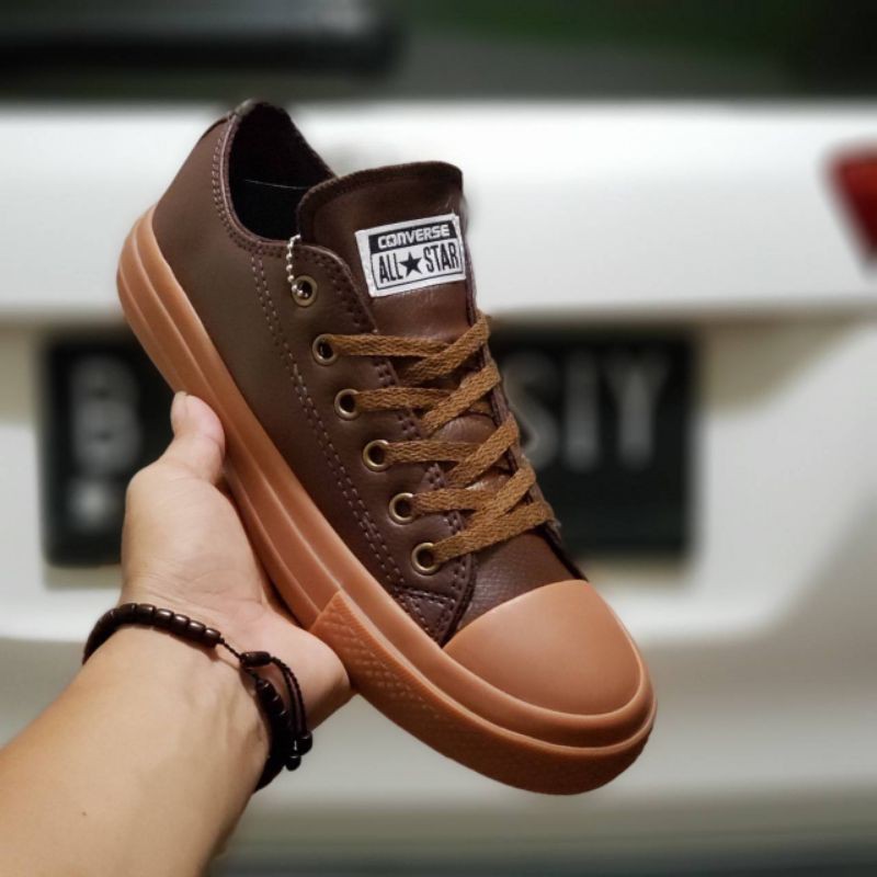 SEPATU CONVERSE LEATHER BROWN GUM. GRADE ORIGINAL