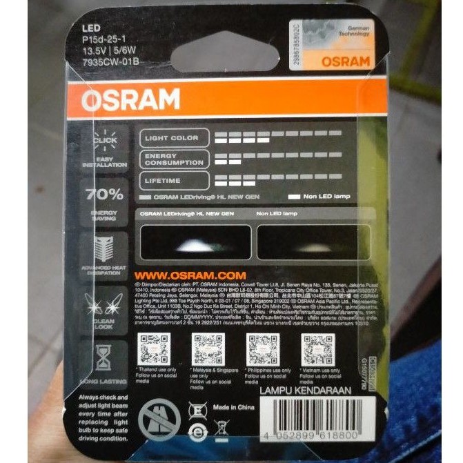 Lampu Motor LED OSRAM T19 H6 M5 K1 / Cool White 6000K ( 100% ORIGINAL )-4