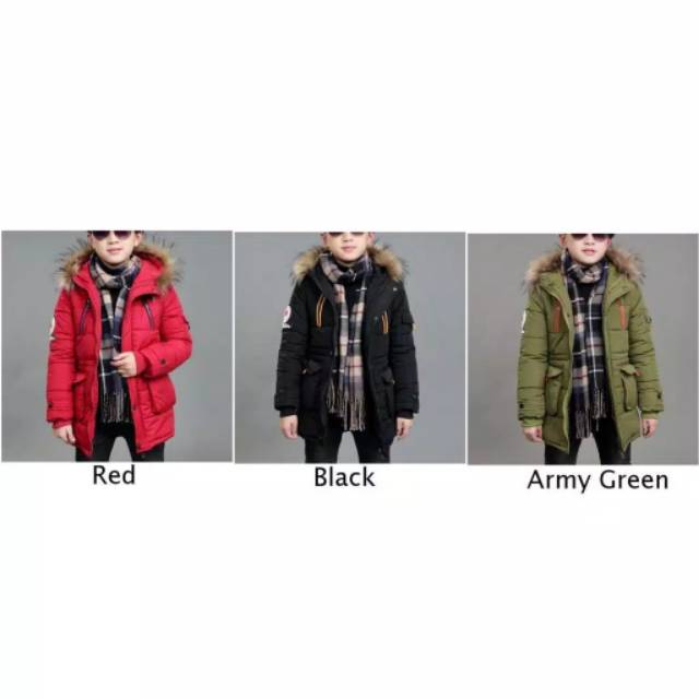 Jaket anak cowol boy jacket winter coat autumn hooded bulu hangat untuk musim dingin boys laki