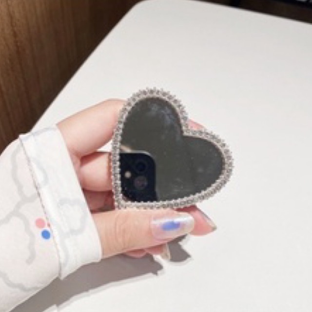 DIAMOND Tempelan Mirror Hati / Popsocket Mirror Heart