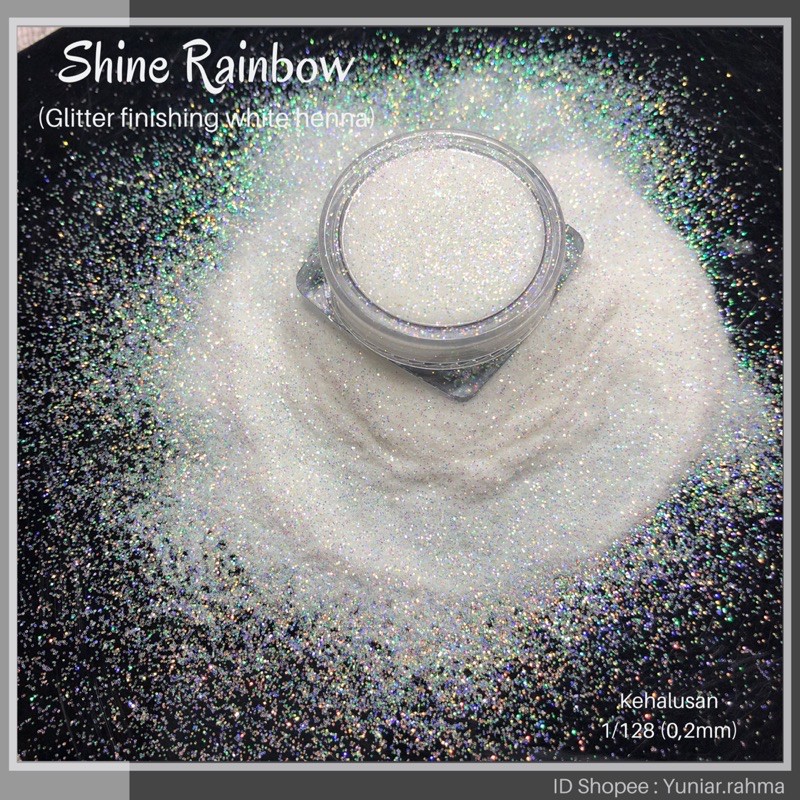 100gr SHINE GLITTER [kehalusan 1/256 &amp; 1/128] glitter white finishing white henna