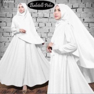 FASHION MUSLIM WANITA GAMIS DRESS PUTIH BALOTELLI PREMIUM NO HIJAB