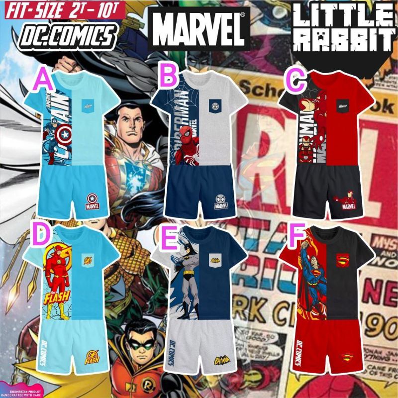 2-10T Setelan Superhero DC Comic VS Marvel Vol 2 by Little Rabbit / Setelan Hero Anak Cowok
