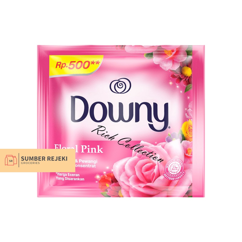 DOWNY PEWANGI KONSENTRAT FLORAL PINK RENTENG isi 12 sachet x 10ml GROSIR & ECER