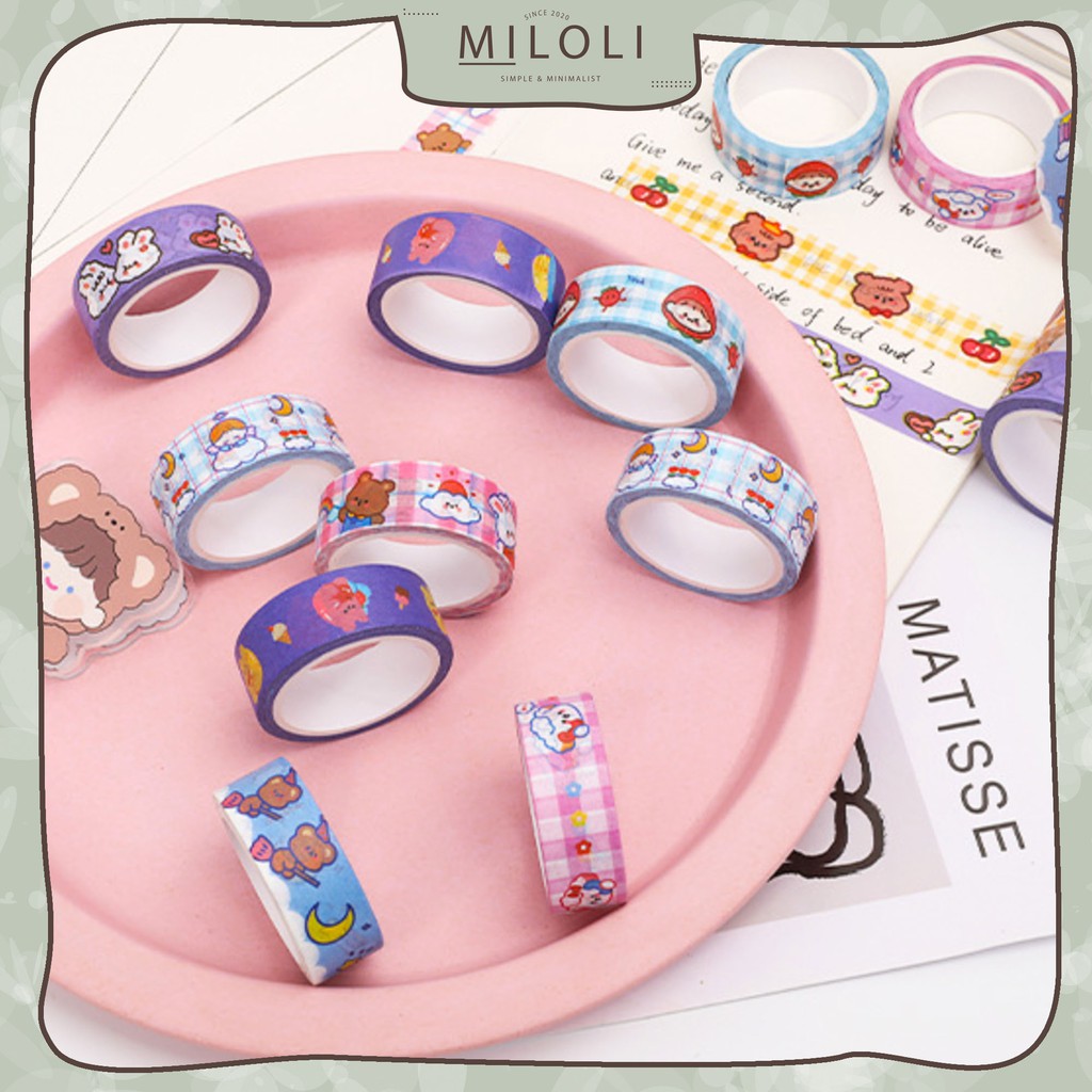 

[MILOLI] 1Pc CUTE ANIMAL Washi Tape Decor Masking Tape Journal Scrapbook Solatip - A0021