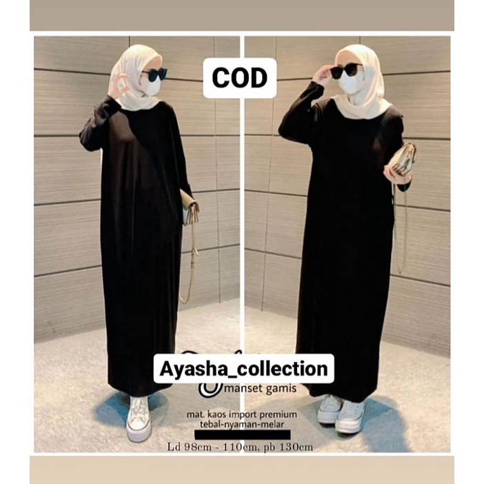 Inner Dress Lengan Panjang Manset Gamis Lengan Panjang Bahan Kaos Rayon Manset Gamis Polos