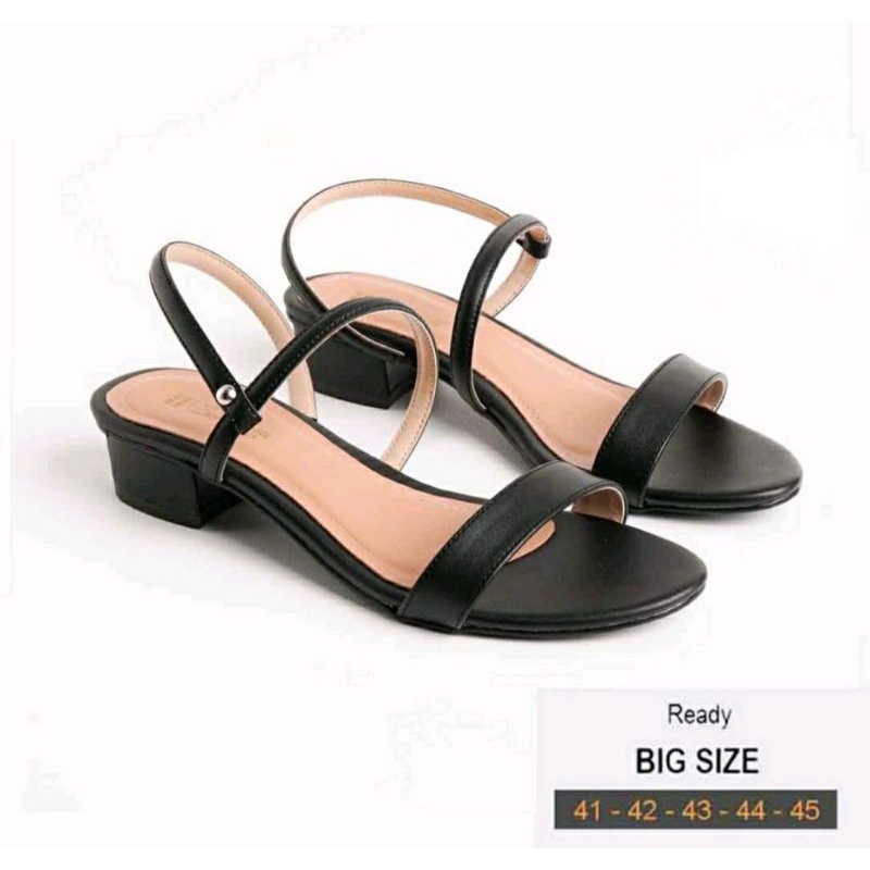 Original Sendal Tali Big Size Wanita 41-42-53-44-45 Sandal Flat Anti slip Ukuran Besar Z160.Black Kulit Sendal JUMBO IMPOR, 42