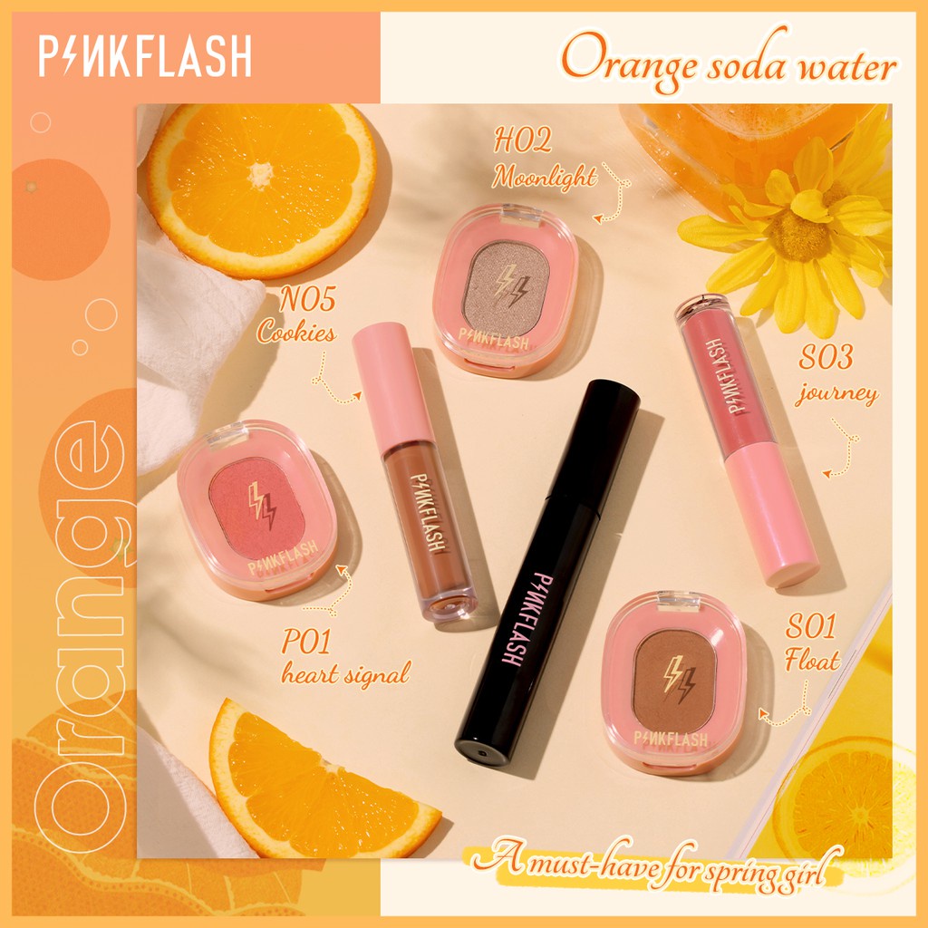 PINKFLASH  Makeup Beauty Set The Hot makeup Set  Orange soda water  Set—Include Mascara Contour Highlight Lipgloss Blush