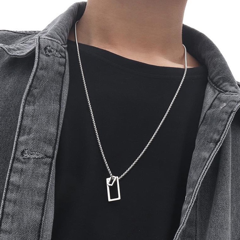 In trendi pria dan wanita's fashion sederhana geometris square pendant Pasangan pribadi influencer b