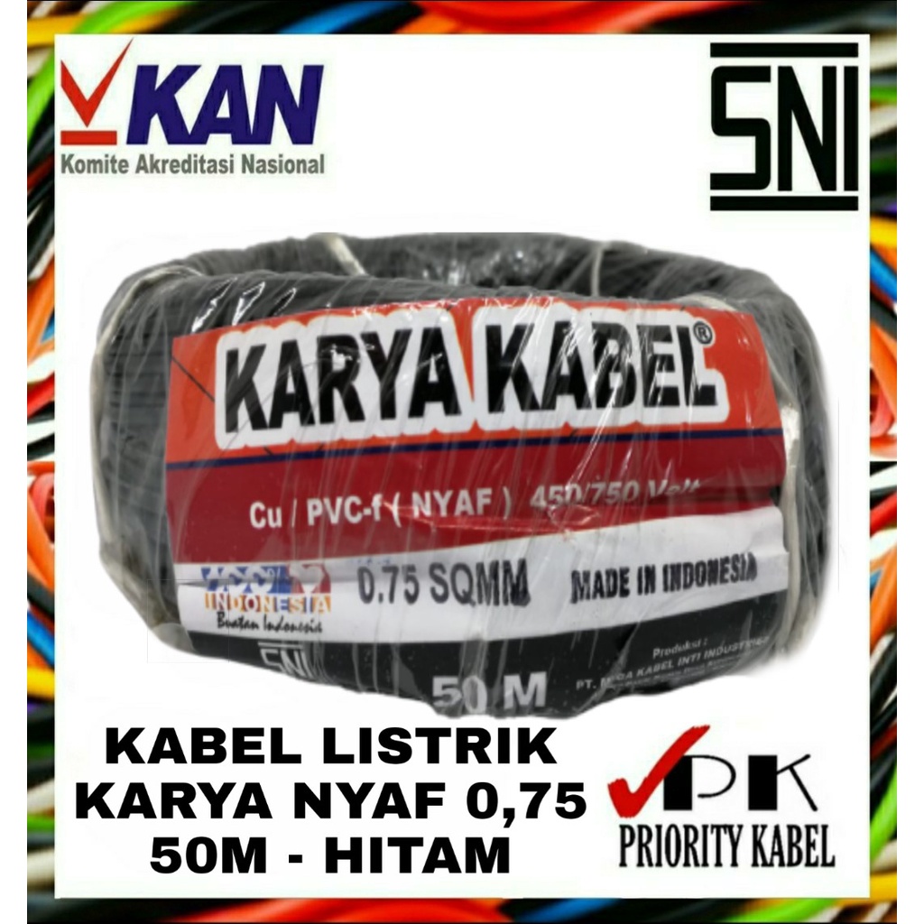 Kabel Listrik Serabut KARYA NYAF 0,75mm 0.75mm 50 meter (50m)