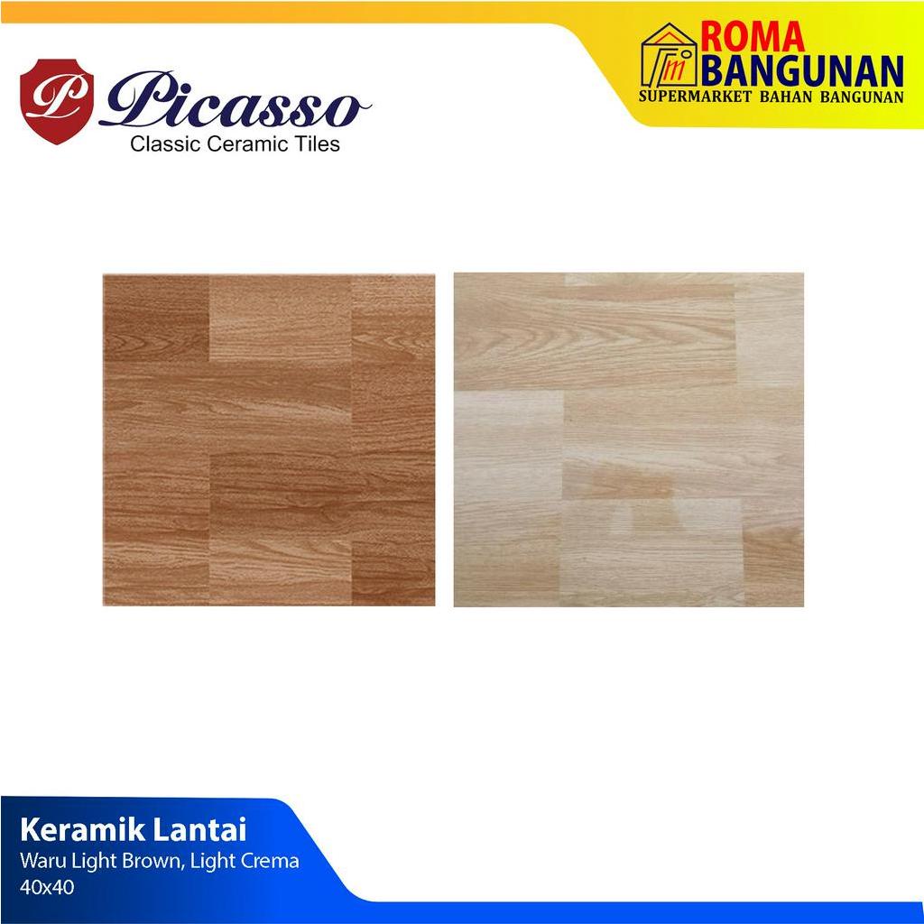 Picasso Keramik Lantai Motif Kayu Waru Light Brown Waru Light Crema 40x40